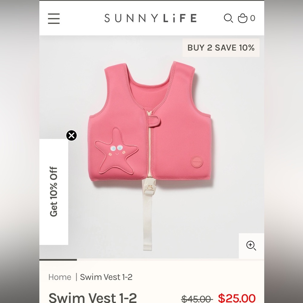 Sunnylife Swim Vest - Pink 1-2